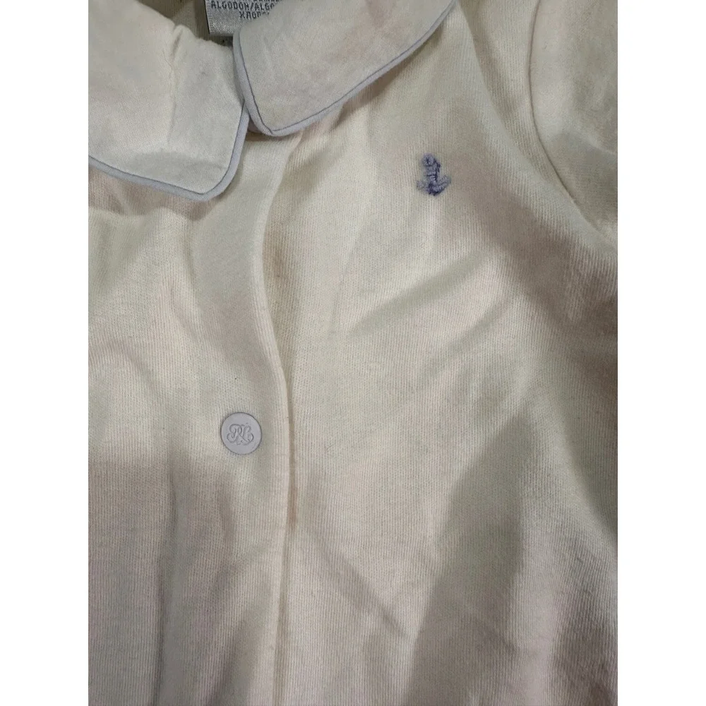 Ralph Lauren Anchor Embroidered Romper 9M Cream Nautical Short Sleeve Baby Boy